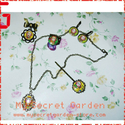 Monkichi  monkey Cabochon GIFT SET ( Earrings, Ring, Pin, Hair Clip, Necklace )